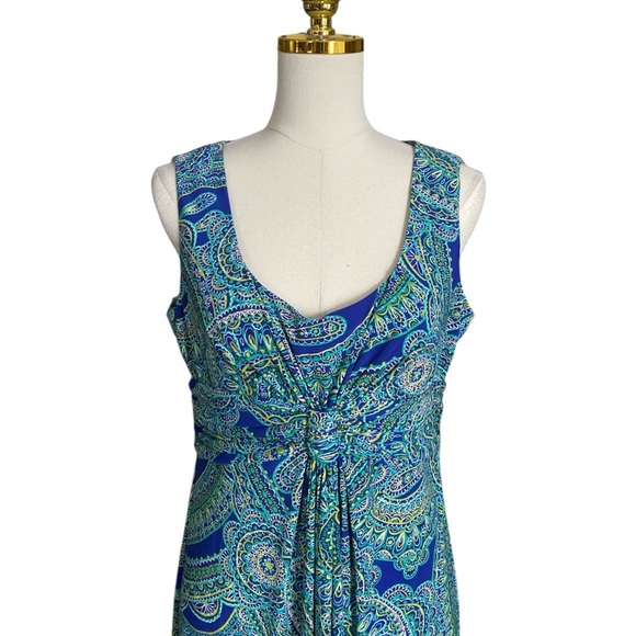 Jones New York  Stretch Sheath Paisley Print Sleeveless V-Neck Dress Size 12 - Picture 4 of 6